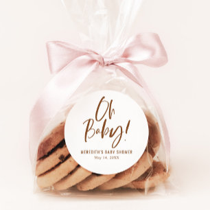Sticker Rond Calligraphie simple Baby shower neutre entre les s