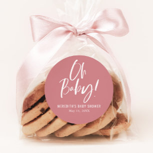 Sticker Rond Calligraphie simple Baby shower neutre entre les s