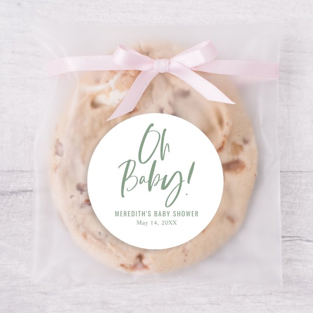 Sticker Rond Calligraphie simple Baby shower neutre entre les s (Créateur téléchargé)
