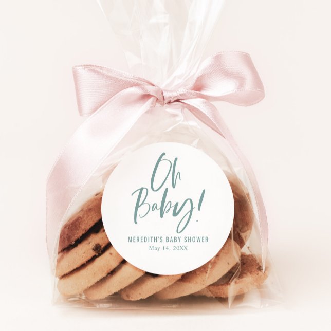 Sticker Rond Calligraphie simple Baby shower neutre entre les s (Créateur téléchargé)