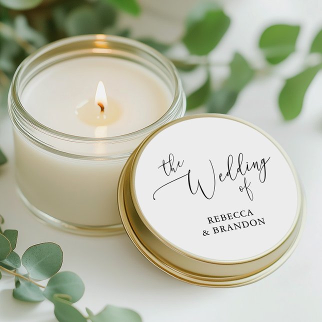 Sticker Rond Calligraphie simple Mariage rustique noir et blanc (Créateur téléchargé)