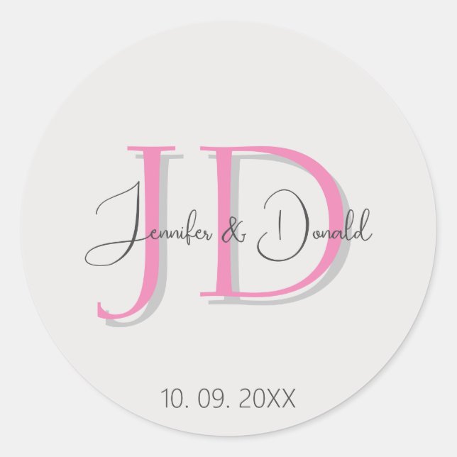 Sticker Rond Calligraphie tendance monogramme de script classiq (Devant)