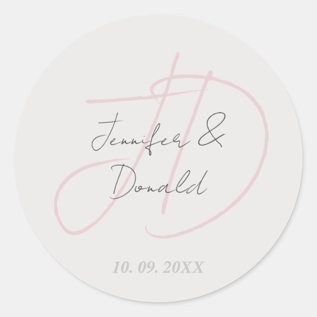 Sticker Rond Calligraphie tendance monogramme de script classiq (Devant)