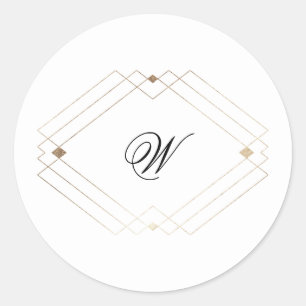 Sticker Rond Calligraphie Typographie Monogramme Mariage Gold D