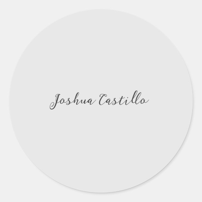 Sticker Rond Calligraphy Simple Grey Professional Name (Devant)