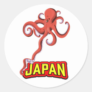 Sticker Rond Calmar géant Japon cartoon