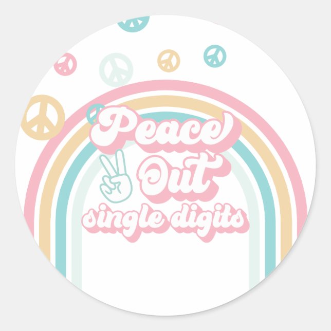 Sticker Rond Calme Des Chiffres Simple Retro Summer Rainbow (Devant)