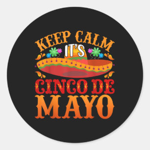 Sticker Rond Calme Son Cinco De Mayo Sombrero Maraca