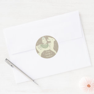 Sticker Rond Calottes et couvertures tricotées pour hiboux cerf