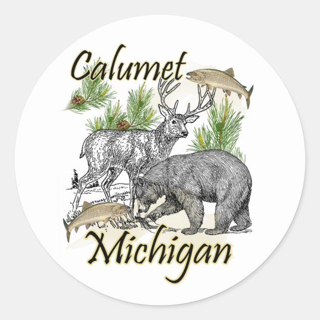 Sticker Rond Calumet MI Wildlife (Devant)