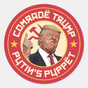 Sticker Rond Camarade Trump : La marionnette de Poutine - Illus