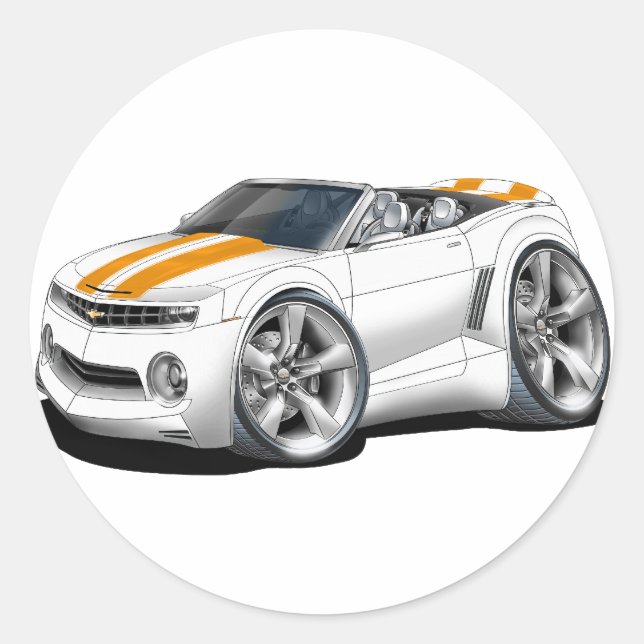 Sticker Rond Camaro Blanc-Orange Convertible 2012 (Devant)