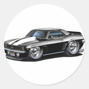 Sticker Rond Camaro noir-blanc 1969
