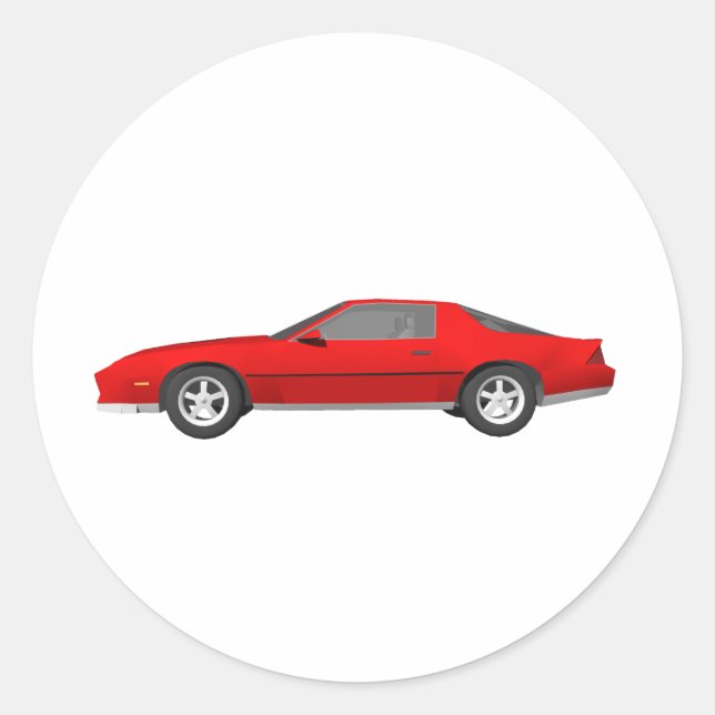 Sticker Rond Camaro Sports Voiture des années 80 : 3D Modèle : (Devant)