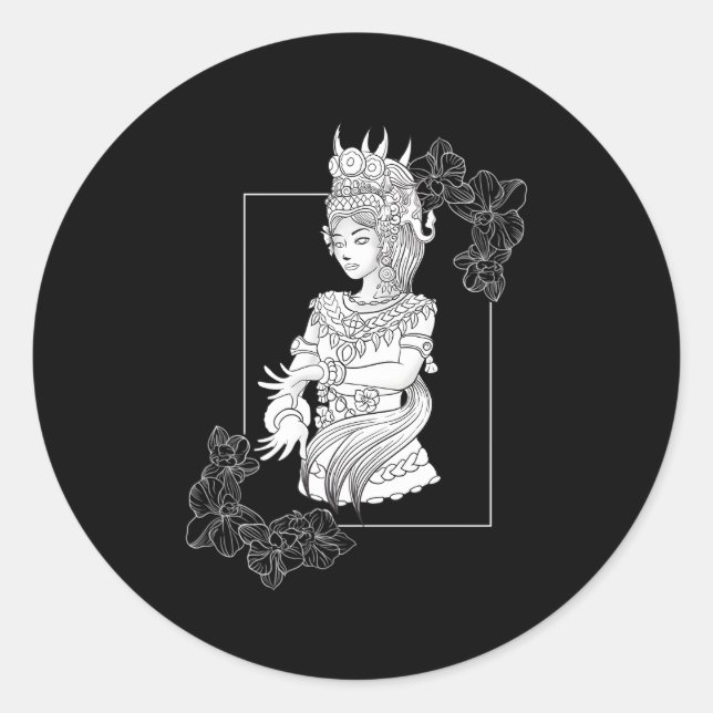 Sticker Rond Cambodge Khmer traditionnelle danse Apsara (Devant)
