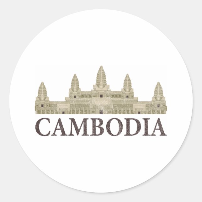 Sticker Rond Cambodge vintage (Devant)