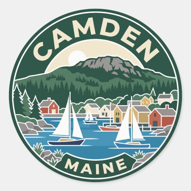 Sticker Rond Camden Maine (Devant)
