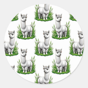 Sticker Rond Camel llama Alpaca Design Motif