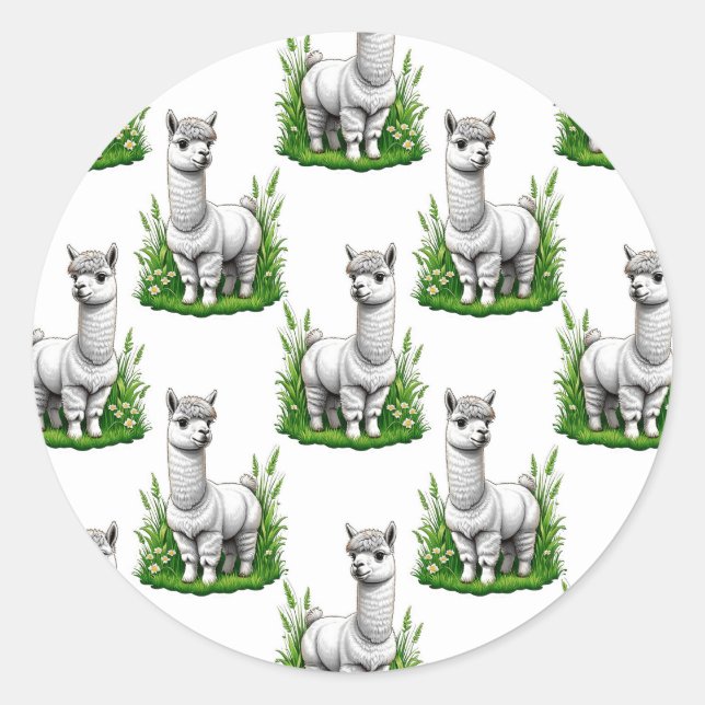 Sticker Rond Camel llama Alpaca Design Motif (Devant)