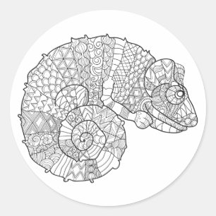 Sticker Rond Caméléon Zendoodle