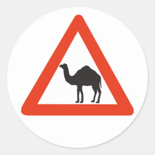 Sticker Rond Camels de prudence, Signal de circulation, Émirat 