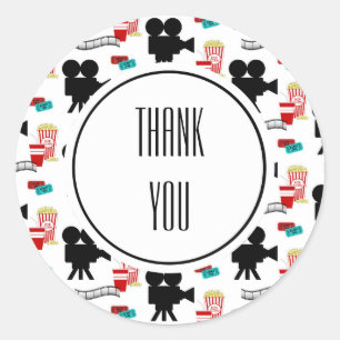 Sticker Rond Caméra de cinéma Nuit Nom personnalisé