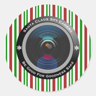 Sticker Rond Caméra espion du Père Noël