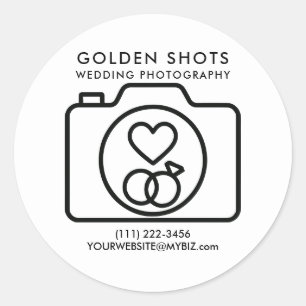 Sticker Rond Camera Heart Minimal Photographie Mariage moderne