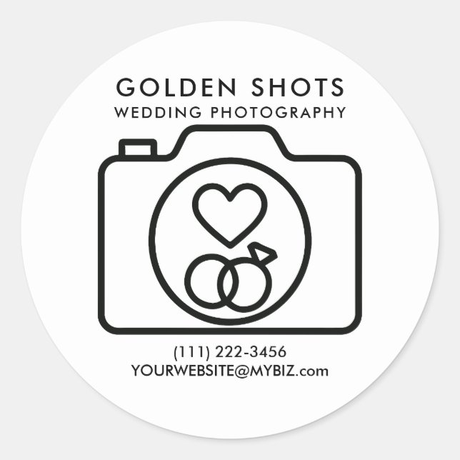 Sticker Rond Camera Heart Minimal Photographie Mariage moderne (Devant)