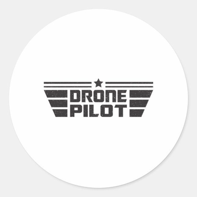 Sticker Rond Caméra pilote drone Quadcopter FPV Drôle Idée cade (Devant)