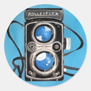 Sticker Rond Caméra Twin Lens vintage