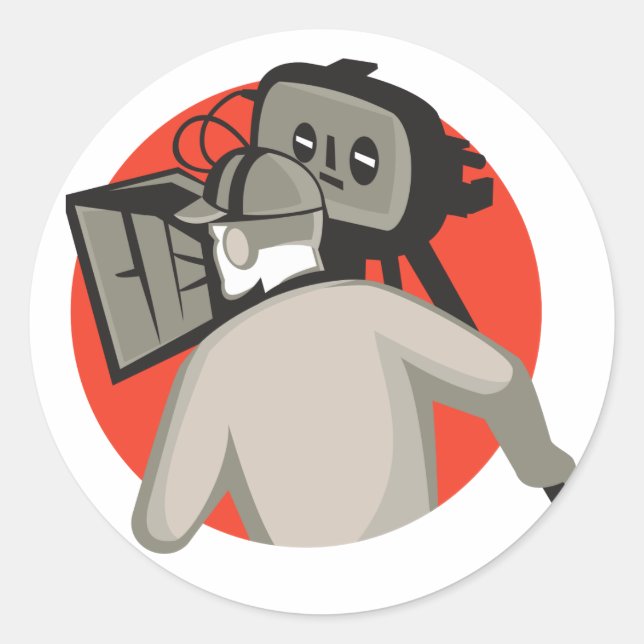 Sticker Rond caméra vidéo de l'équipe de tournage (Devant)