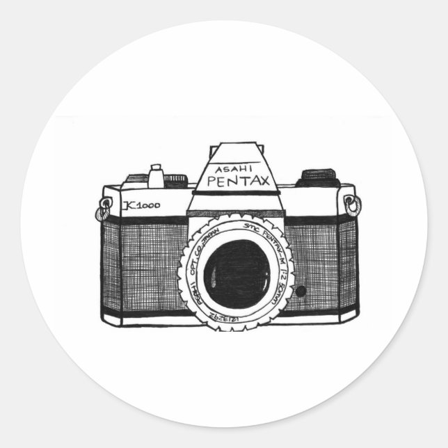 Sticker Rond Caméra vintage (Devant)