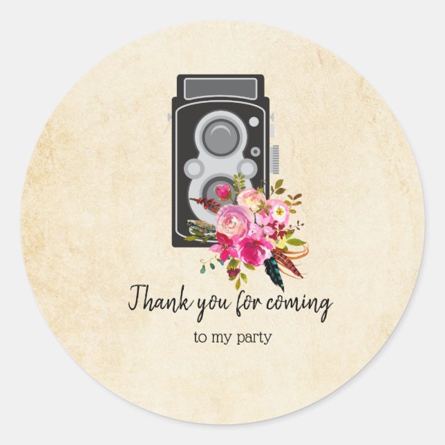 Sticker Rond caméra vintage (Devant)