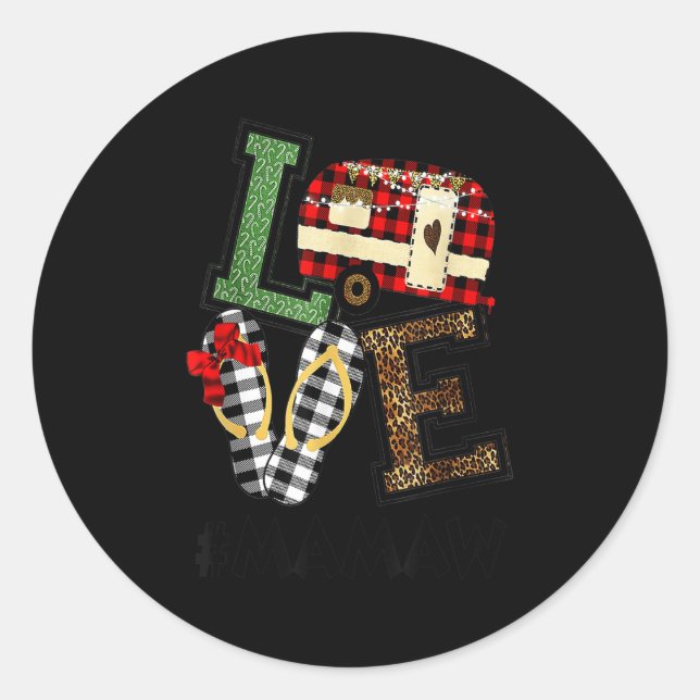 Sticker Rond Caming Love Christmas Mamaw Camng Rv (Devant)