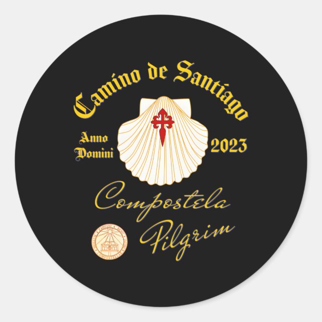 Sticker Rond Camino De Santiago Anno Domini 2023 Scallop Shell (Devant)