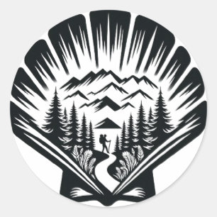 Sticker Rond Camino de Santiago Le chemin de saint Jacques 0174