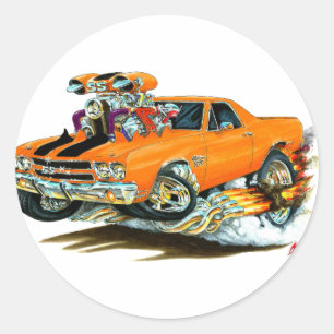 Sticker Rond Camion 1970 Orange-Noir d'EL Camino