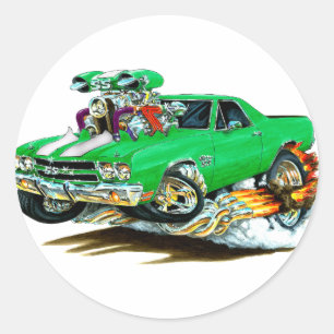 Sticker Rond Camion 1970 Vert-Blanc d'EL Camino
