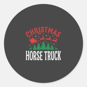 Sticker Rond Camion à chevaux de Noël Père Noël Traîneau