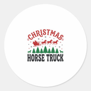 Sticker Rond Camion à chevaux de Noël Western Santa Sleigh Desi