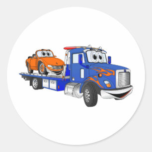 Sticker Rond Camion à remorque plat bleu