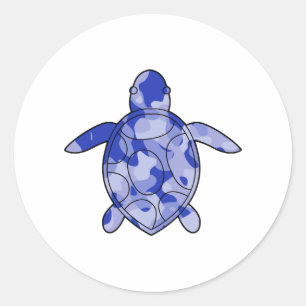 Sticker Rond Camion bleu de la tortue marine