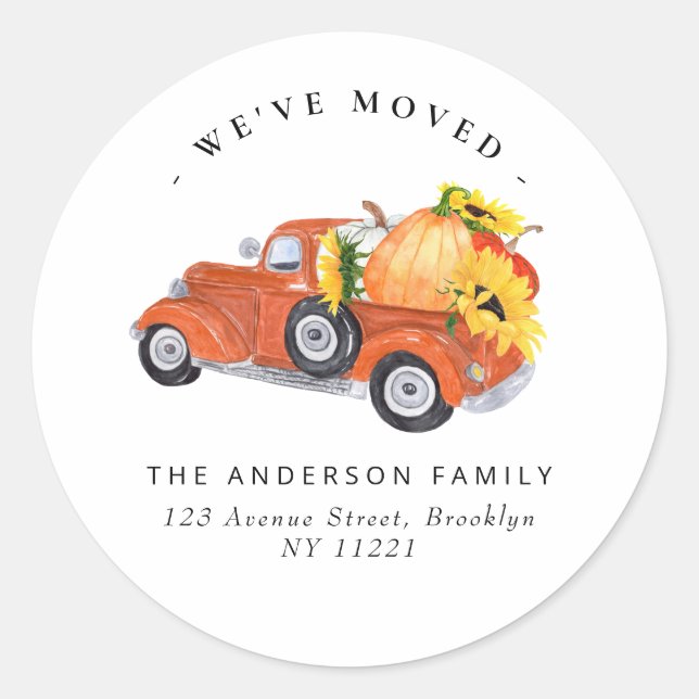 Sticker Rond camion citrouille de l'action de grâce de l'automn (Devant)