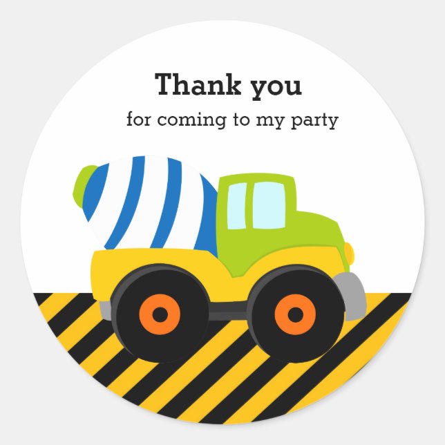 Sticker Rond Camion de construction (Devant)