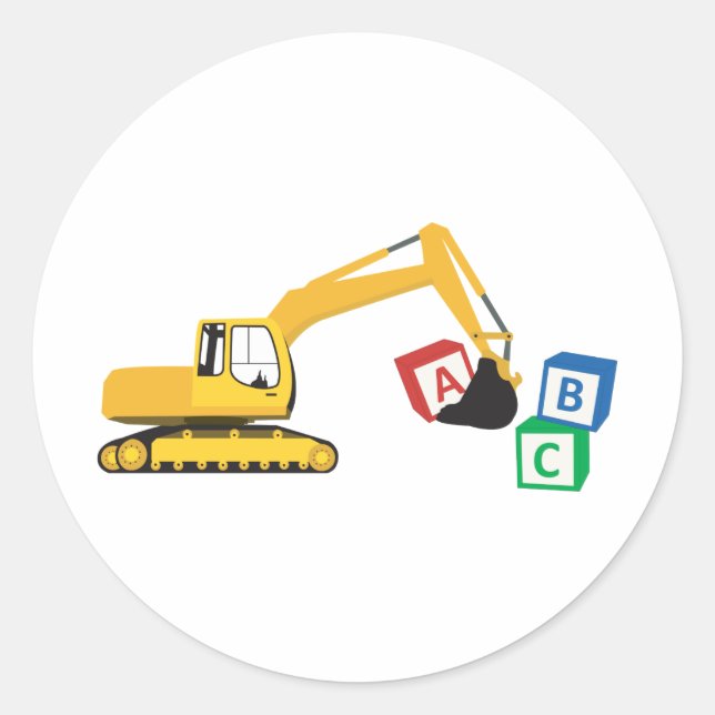 Sticker Rond Camion de construction d'excavateur ABC (Devant)