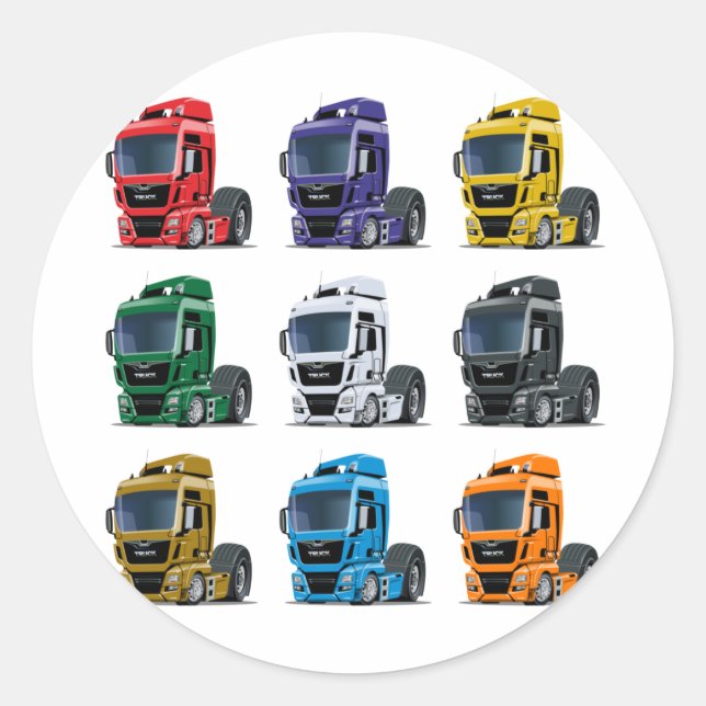 Sticker Rond Camion de dessin (Devant)