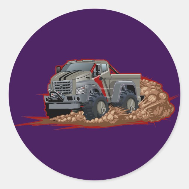 Sticker Rond Camion de dessin animé (Devant)
