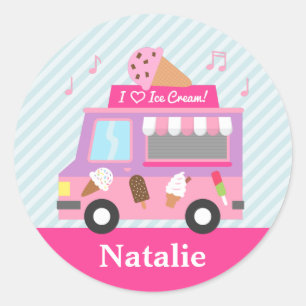 Sticker Rond Camion de Glace Coloré Mignon Pour Filles