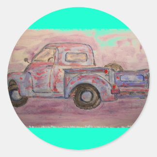 Sticker Rond camion de patine bleue antique
